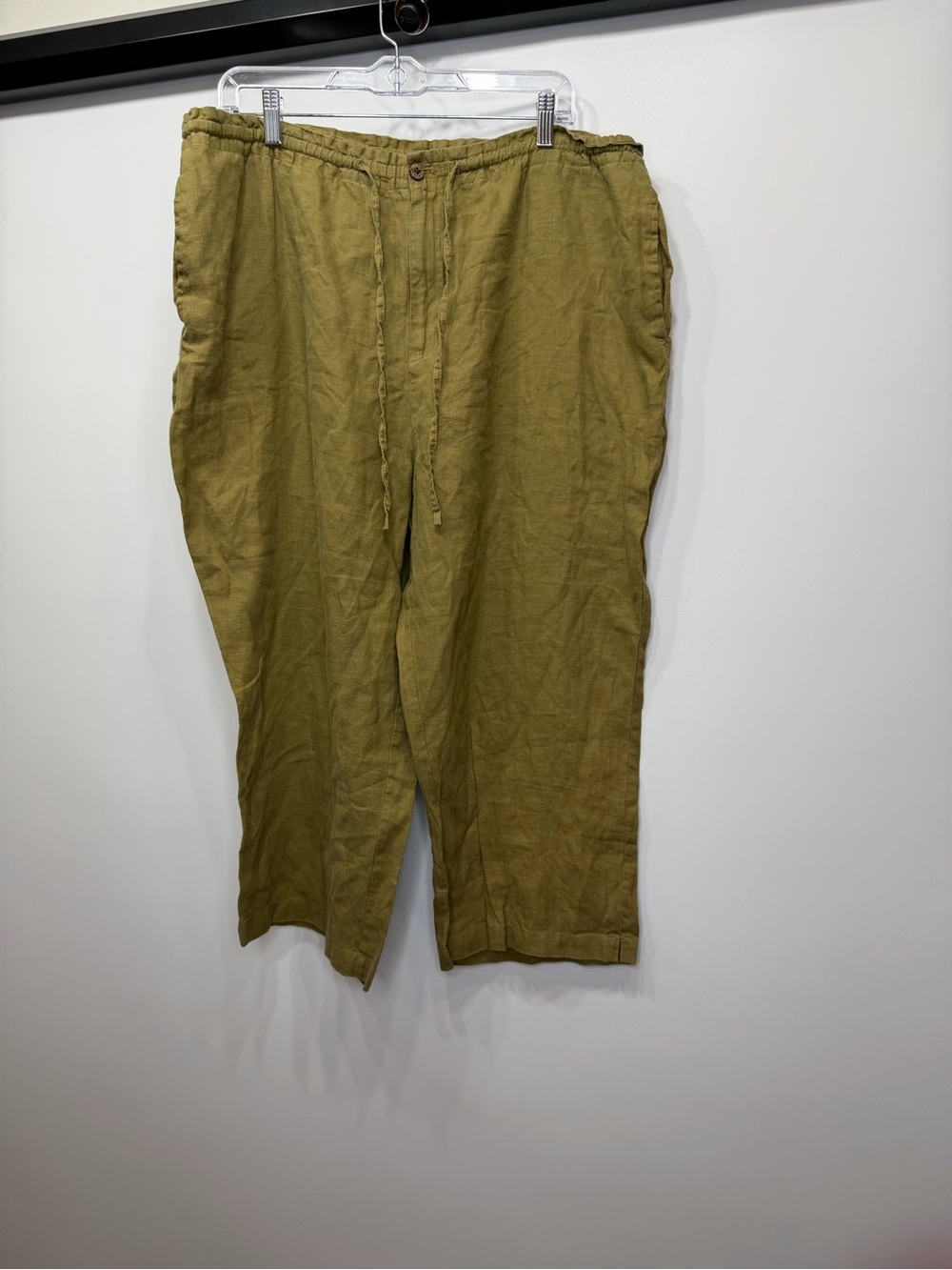 jamaica bay olive green 100% linen pull on pants size xl